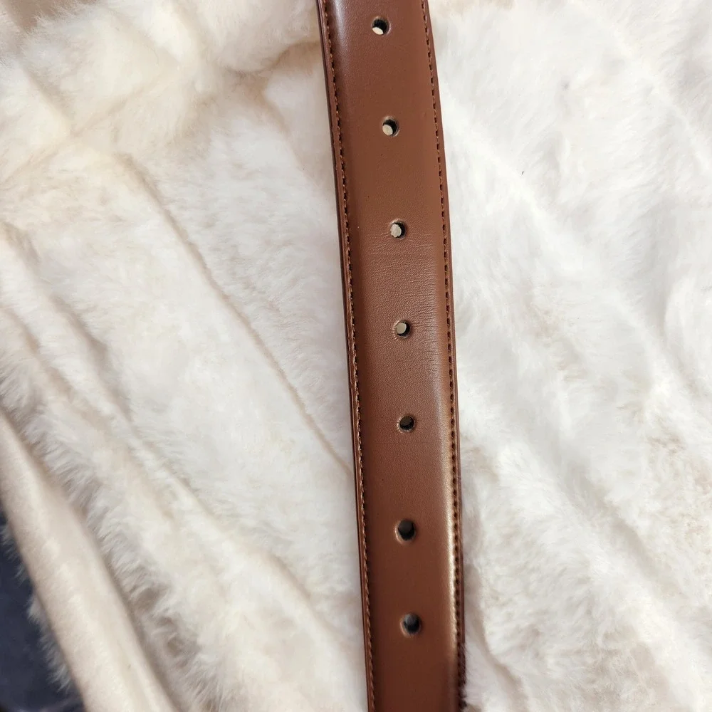Mio Marino Mens Brown Genuine Leather Belt Size 50 Gunmetal Buckle Dress Belt